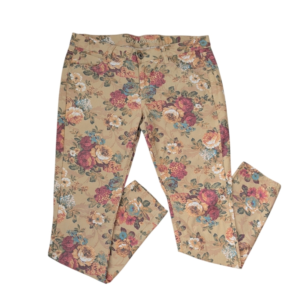 Red Camel Ava Premium Denim Floral Jeans Junior 11 Tan Pockets
